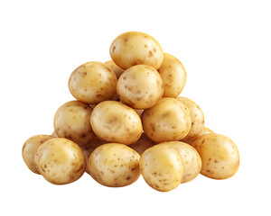 Pile of fresh yellow potatoes isolated on transparent background