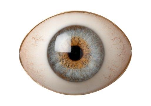 Detailed close up of a realistic human eye model, On Transparent Background, Png Image