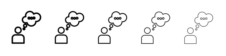 Thinking icon black and white vector sign