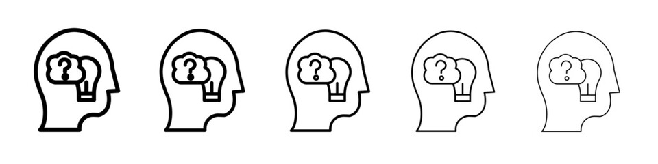 Thinking icon black and white vector sign
