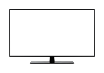 Black Widescreen TV with an Empty Screen Mockup. Cut Out, Clipping Path on Transparent Background.