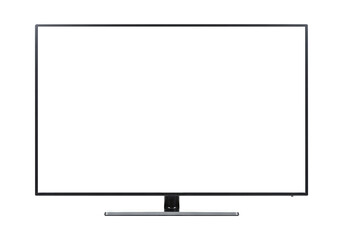 Naklejka premium 4K Television or Computer Monitor with Blank Screen Isolated for Your Content. Cut Out, Clipping Path on Transparent Background.
