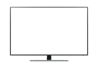4K Television or Computer Monitor with Blank Screen Isolated for Your Content. Cut Out, Clipping Path on Transparent Background.