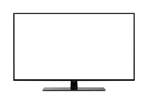 Black Widescreen TV with an Empty Screen Mockup. Cut Out, Clipping Path on Transparent Background.