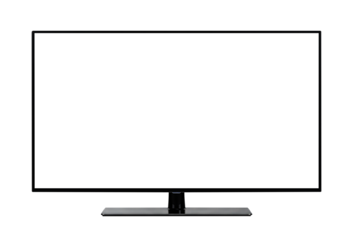 Black Widescreen TV with an Empty Screen Mockup. Cut Out, Clipping Path on Transparent Background.