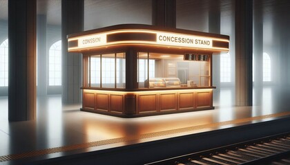Empty Concession Stand A closed or empty kiosk or concession sta