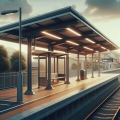 Empty Platform Shelter An empty shelter on an outdoor train plat