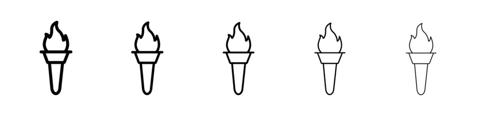 Torch flame icon black and white vector sign