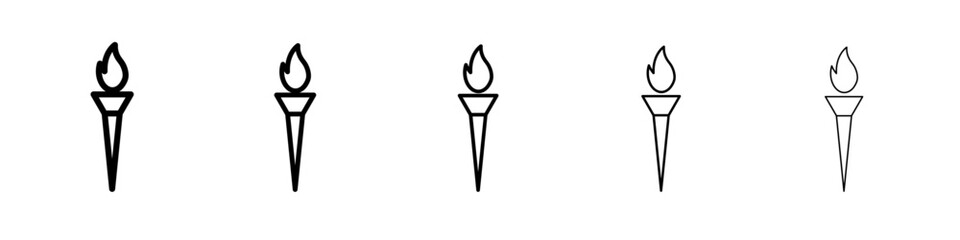 Torch flame icon black and white vector sign