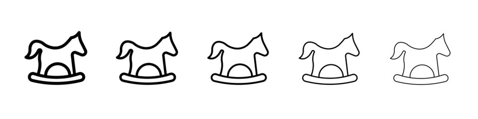 Toy horse rocking chair icon black and white vector sign