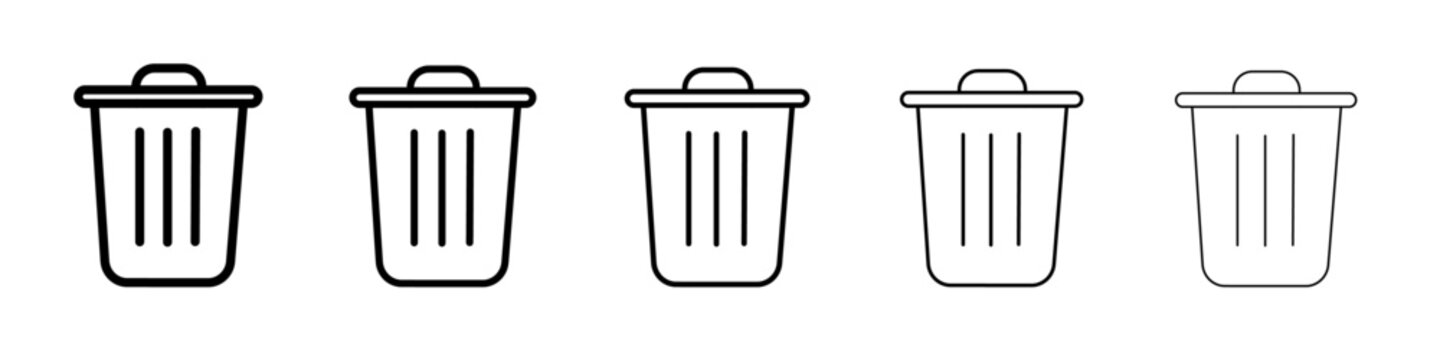 Trash icon black and white vector sign