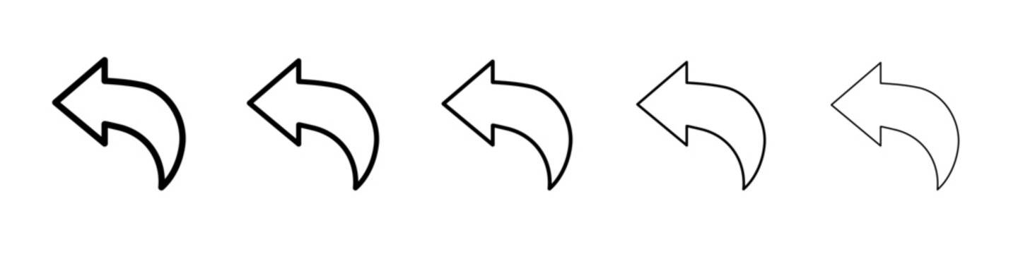 Undo arrow sign icon black and white vector sign