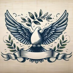 Peaceful Protest Doves with olive branches symbolizing peace and