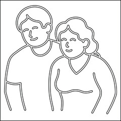 Minimalist line art drawing of a senior person