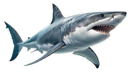 Great white shark image for ocean predator marine life wildlife underwater animal danger sea creature isolated on transparent background