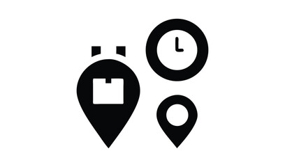 Delivery time tracking icons location package clock