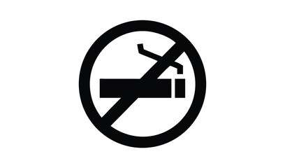 No smoking sign simple black and white icon