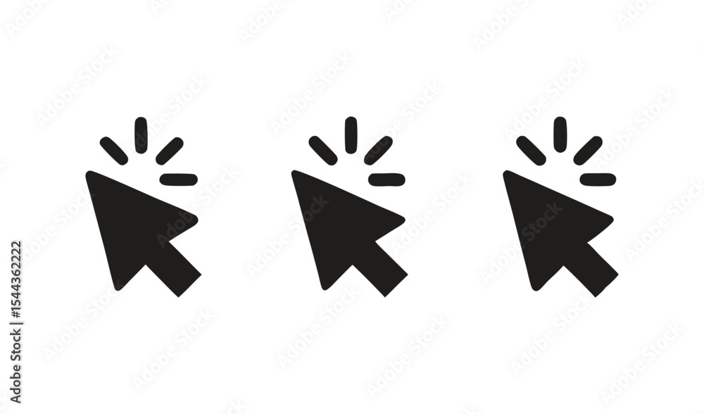 Poster three click cursor icons with highlight effect
