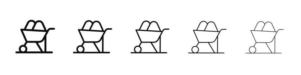 wheelbarrow unloading icon black and white vector sign