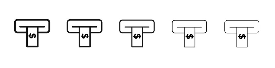 Withdraw Money in ATM icon black and white vector sign