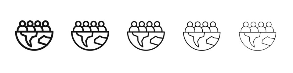 World population icon black and white vector sign