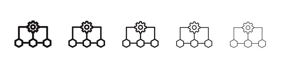 Workflow process icon black and white vector sign