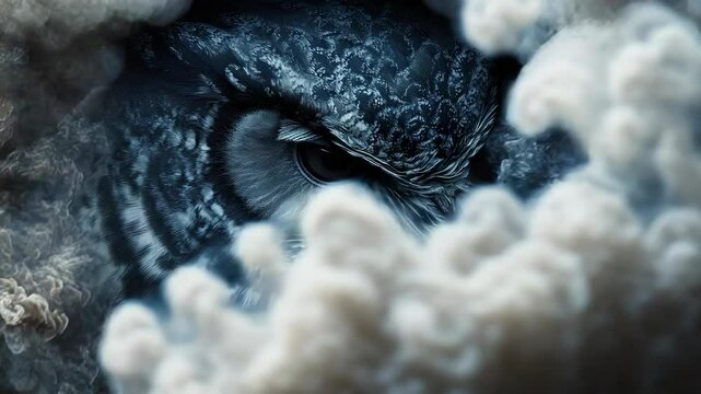 Majestic Owl perched on a Woolen Nest