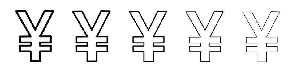 Yen sign icon black and white vector sign