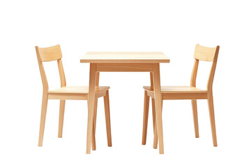 Fototapeta premium Modern Oak Wood Dining Table and Chairs Set isolated on transparent white background, clipping path