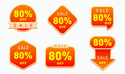 Collection of orange promotional discount tags