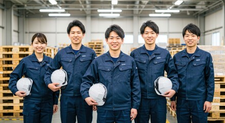 Photos of male and female staff working at the distribution center,物流センターで働く男女スタッフの写真