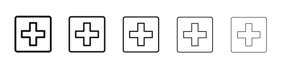 Obraz premium Add Icon black and white vector sign