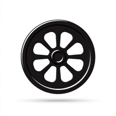 Obraz premium Black Eight Spoke Wheel on White Background