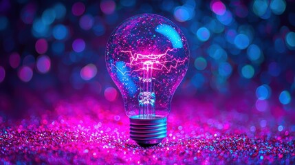 A vibrant, multi-hued lightbulb, its brilliance amplified by dynamic, swirling splashes of color, emanated a graph of stock market lines that radiated outward, symbolizing the dynamic interplay 