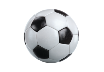 Classic black and white soccer ball isolated on black background, On Transparent Background, Png Image