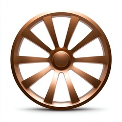 Obraz premium Bronze Wheel with Ten Spokes on White Background