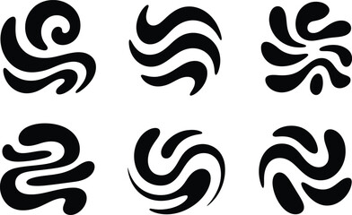 Fototapeta premium Simple abstract black and white design elements displaying swirls and organic shapes
