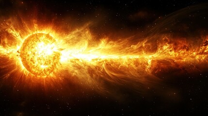 Fiery solar eruption into space