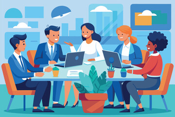 Team collaboration in a modern office setting during a creative brainstorming session
