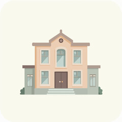 Library Icon &ndash; Flat Minimal Pastel Vector of Bookshelf and Library Building for UI and Web Design


