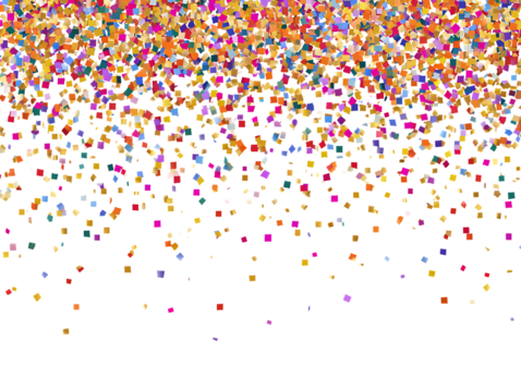 Colorful confetti falling down isolated on transparent background - Powered by Adobe