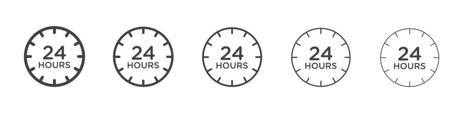 24 hours icon vector outline set illustration sign