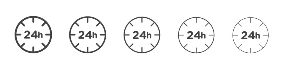 24 hrs icon vector outline set illustration sign