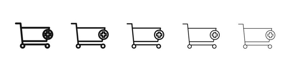 Add to cart icon vector outline set illustration sign