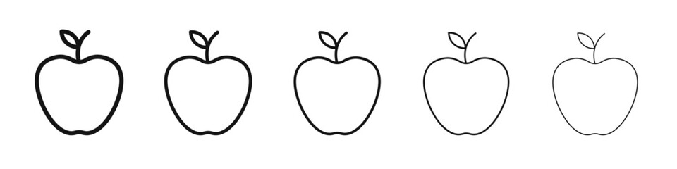 Apple icon vector outline set illustration sign