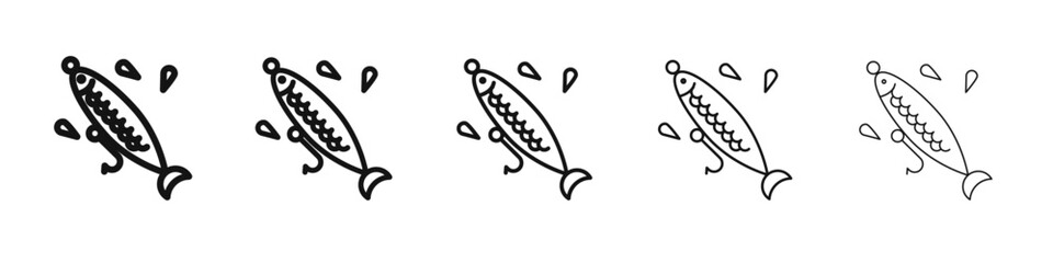 Bait Fishing Minnow icon vector outline set illustration sign
