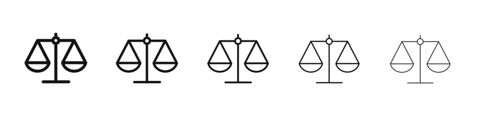 Balance scale icon vector outline set illustration sign