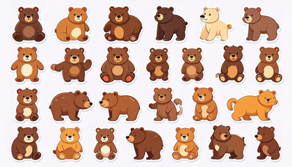 Set little bear dancing with joy, floppy arms and a playful logo in poor handwriting.