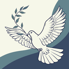 Obraz premium An elegant dove with an olive branch, representing peace, resolution, and hope in a classic symbolic style.