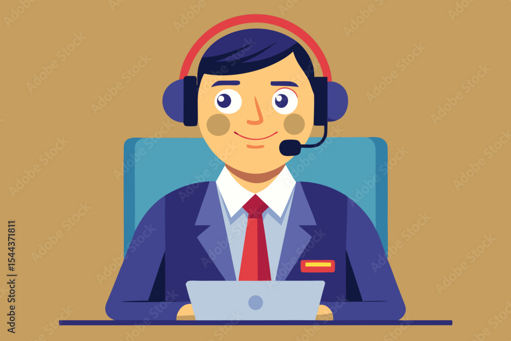 Aufkleber support representative assisting customers with inquiries while wearing a headset and using a laptop